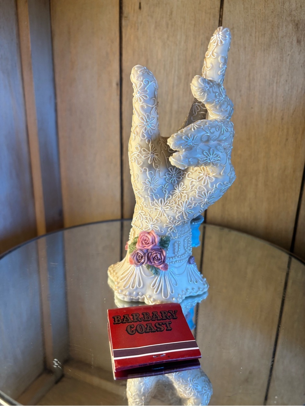 Dezine 1997 BeautifulCream Decorative Gloved Hand Statue with Pink Rose Accents - Picture 10 of 15